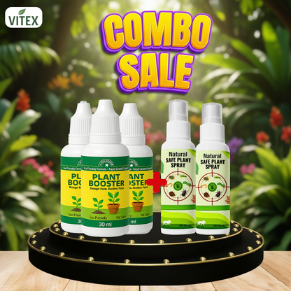 Natural Plant Care Combo - Plant Boost with Safe Plant Sprays - 3 Plant Boost with 2 Safe plant Spray Free