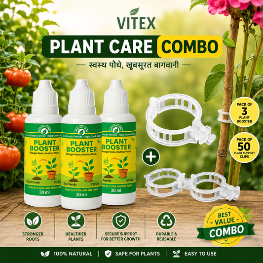 Organic Plant Care Combo | Root Booster + Support Clips